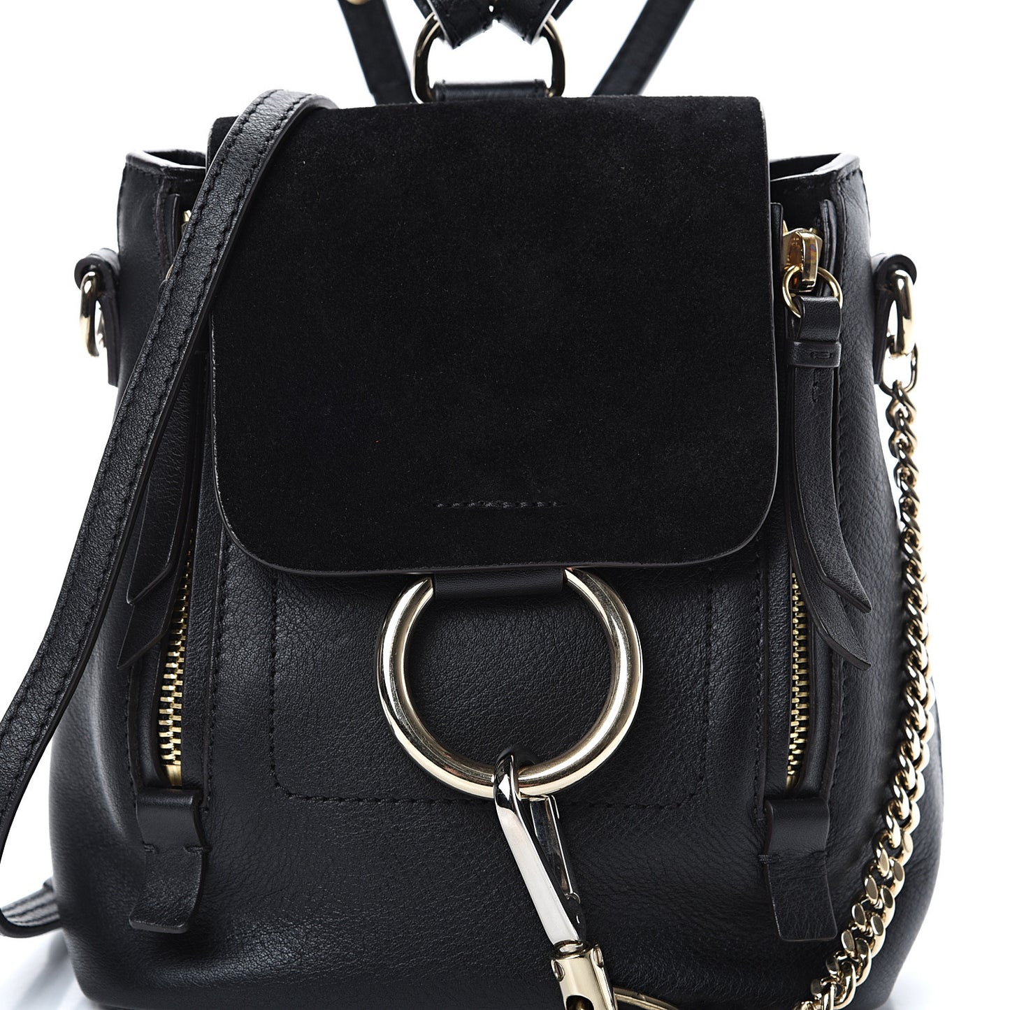 Suede Calfskin Mini Faye Backpack Black