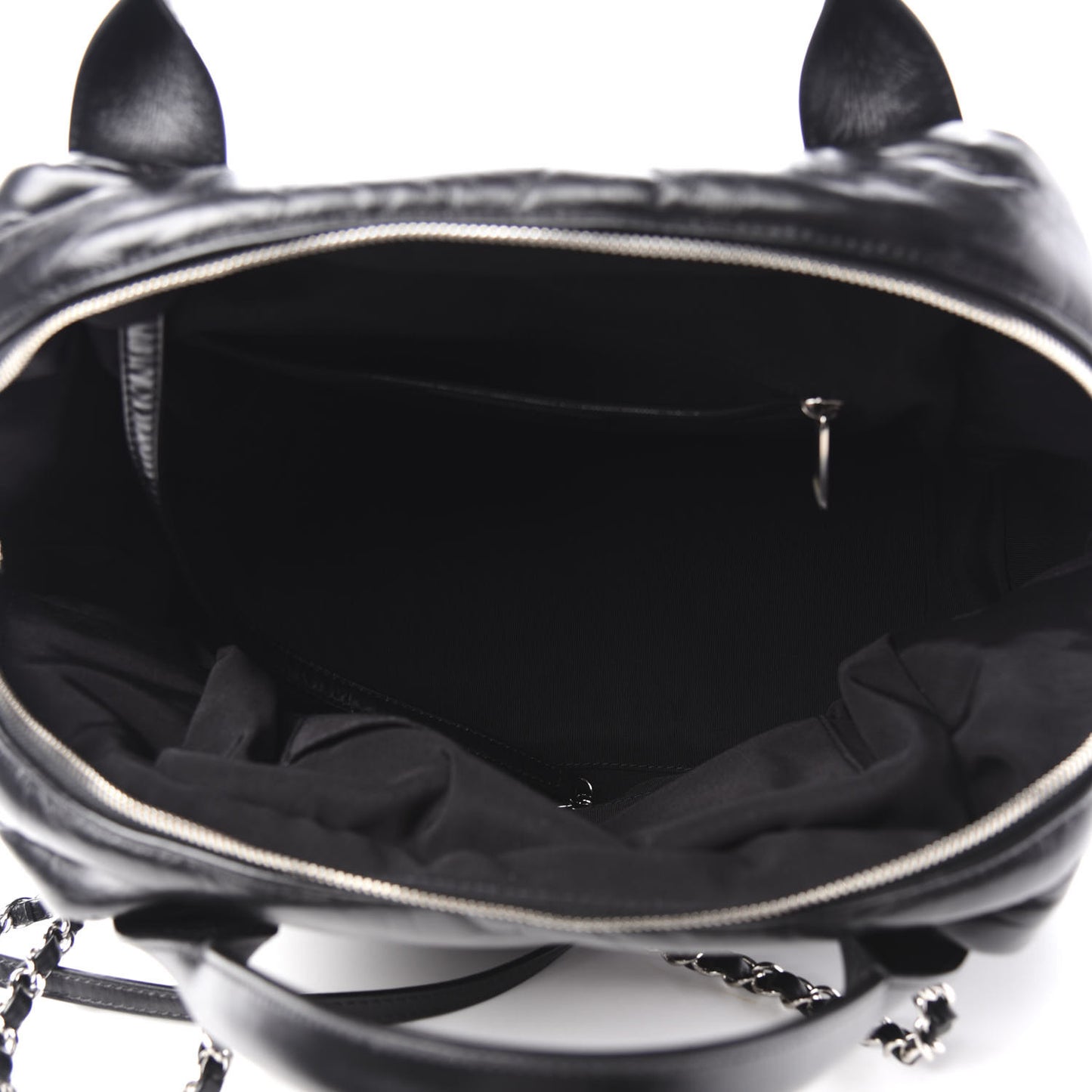 Aged Calfskin Chevron Medium Soft Bowling Bag Black