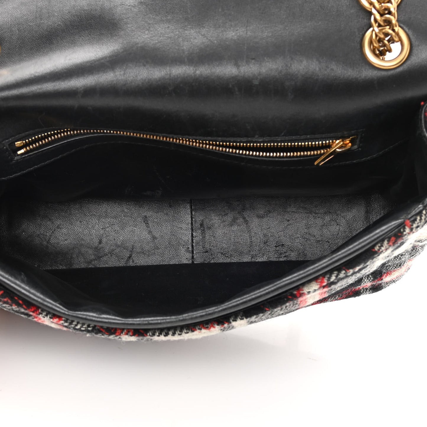 Wool Plaid Diagonal Allover Logo Matelasse M BB Round Shoulder Bag Black White Red
