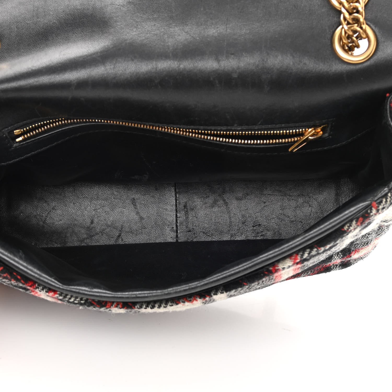 Balenciaga Wool Plaid Diagonal Allover Logo Matelasse M BB Round Shoulder Bag Black White Red 5 of 13