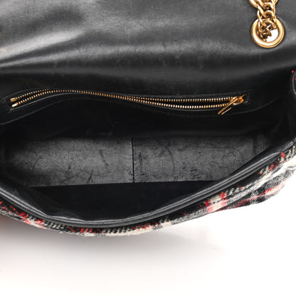 Balenciaga Wool Plaid Diagonal Allover Logo Matelasse M BB Round Shoulder Bag Black White Red 5 of 13