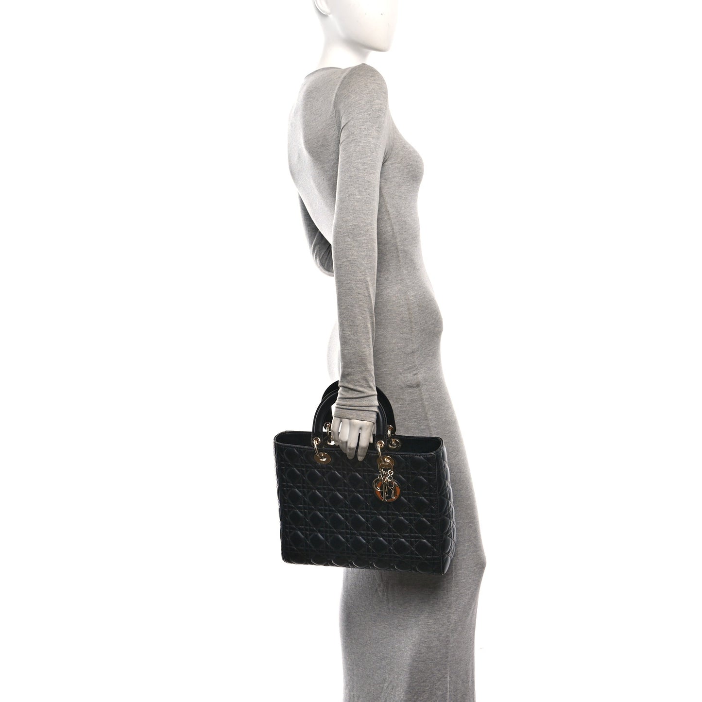 Lambskin Cannage Large Lady Dior Black