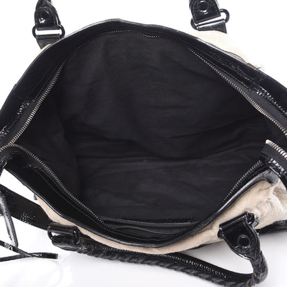 Balenciaga Patent Linen Classic Hardware City Natural Black 8 of 11
