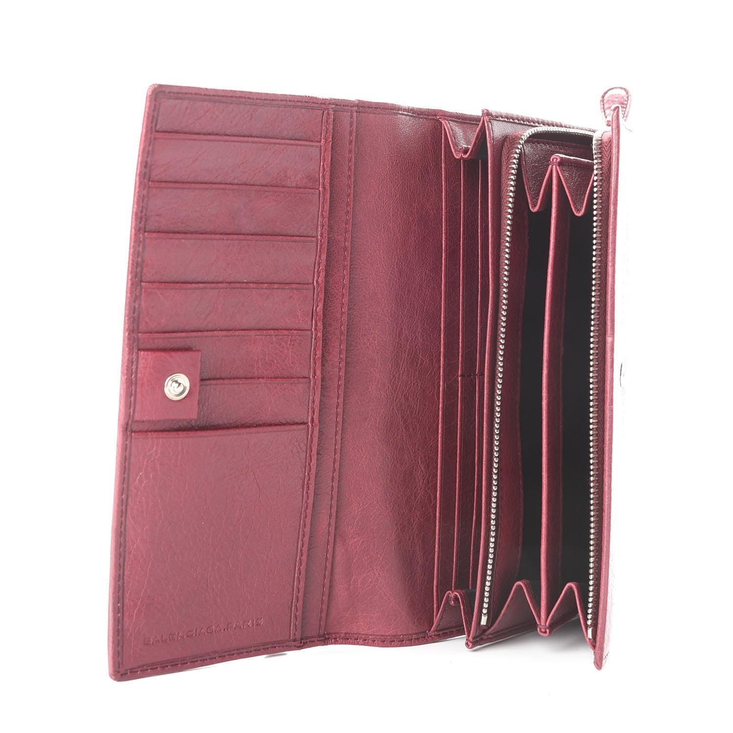 Balenciaga Agneau Giant 12 Silver Hardware Money Wallet Cassis 5 of 7