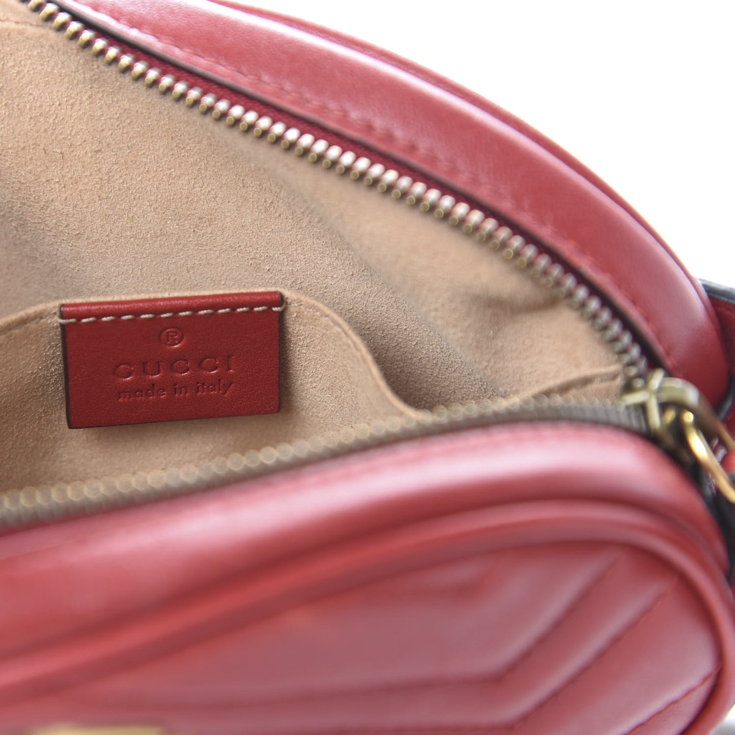 Calfskin Matelasse GG Marmont Belt Bag 95 38 Hibiscus Red
