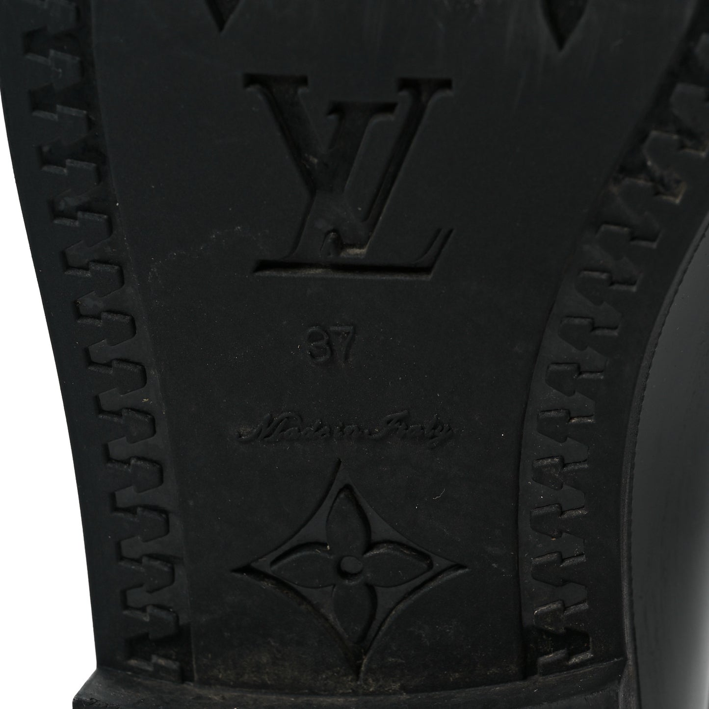Rubber Embossed Monogram Drops High Rain Boots 37 Black