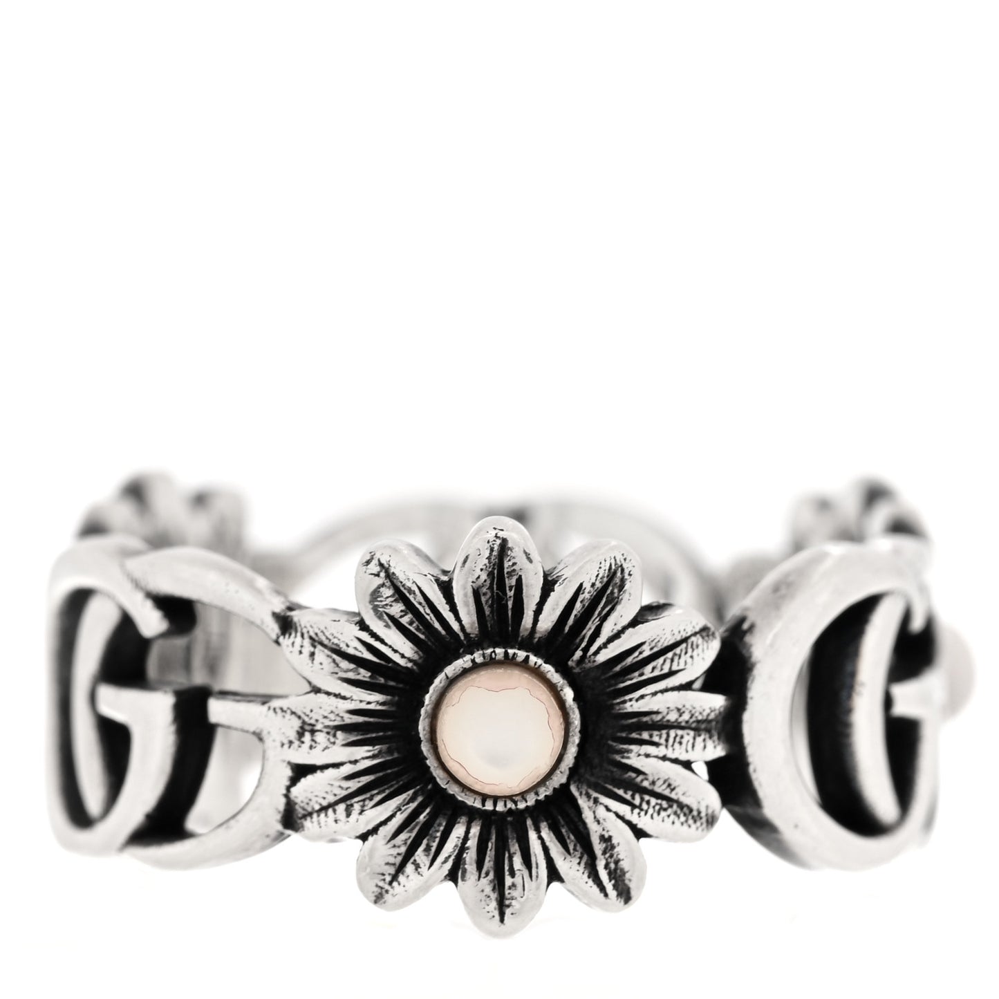Sterling Silver Mother of Pearl Double G Marmont Flower Ring 57 8