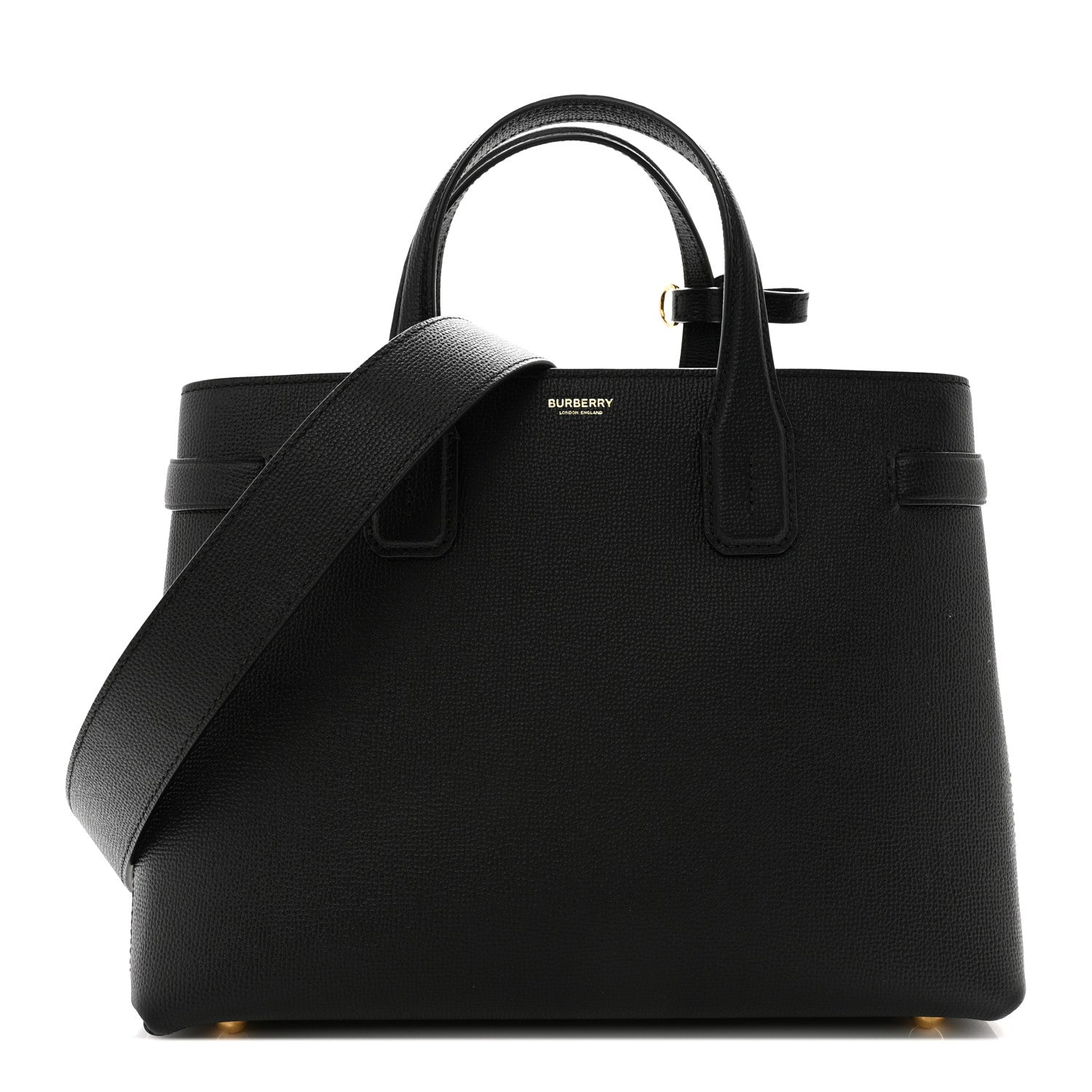 Burberry Derby Calfskin House Check Medium Banner Tote Black 1 of 12