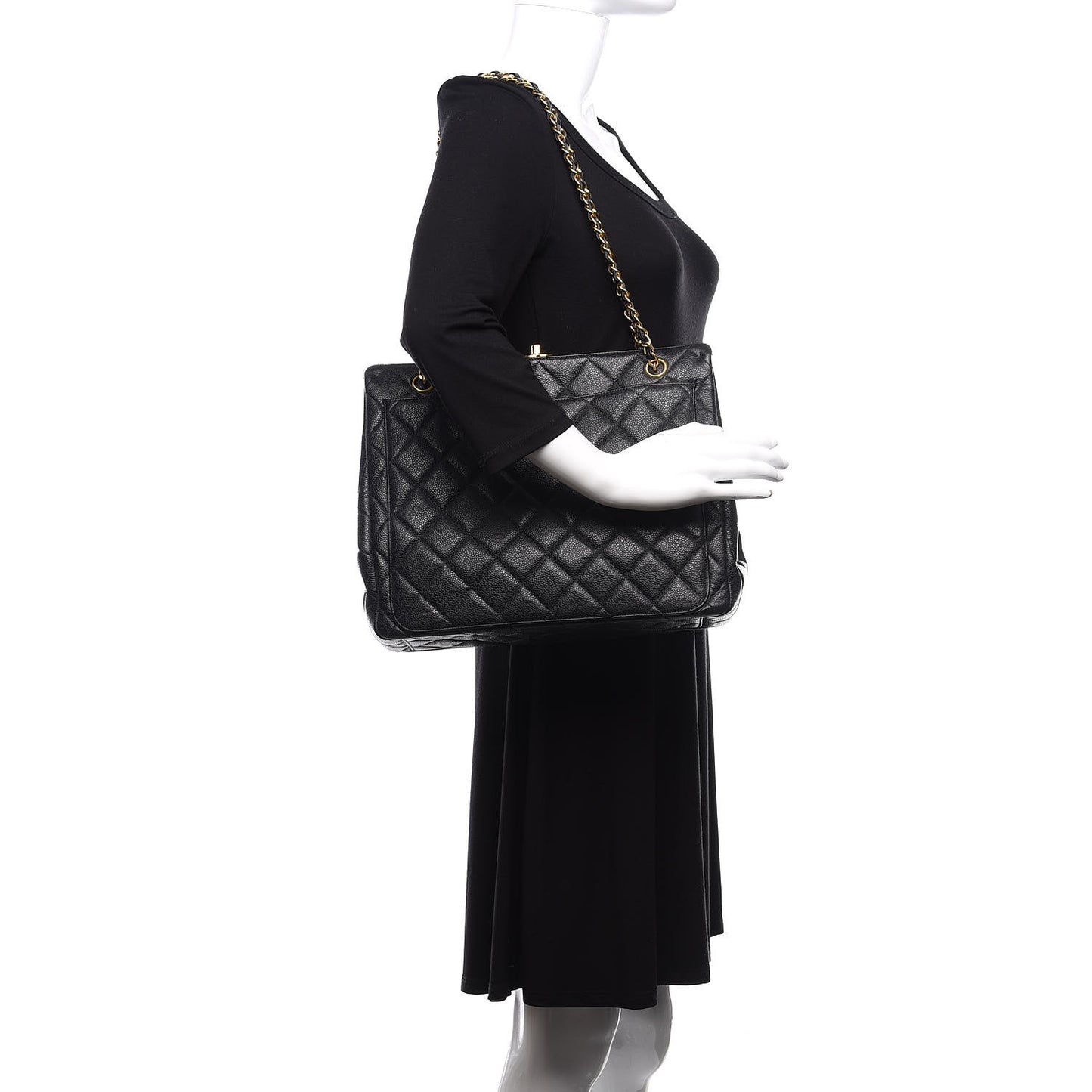 Caviar Quilted Frame Shoulder Bag Black