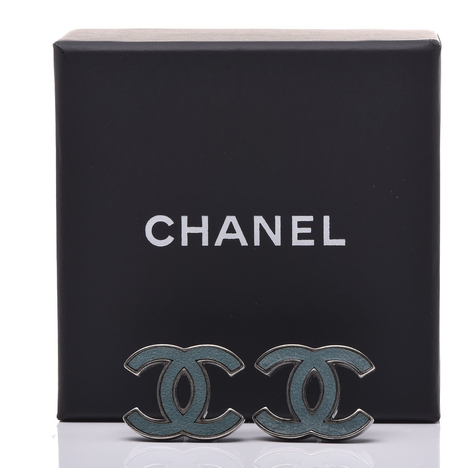 Chanel Lambskin CC Earrings Blue 5 of 5