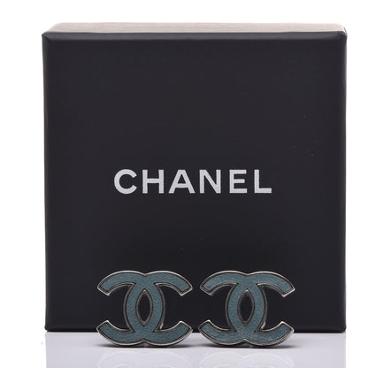 Chanel Lambskin CC Earrings Blue 5 of 5