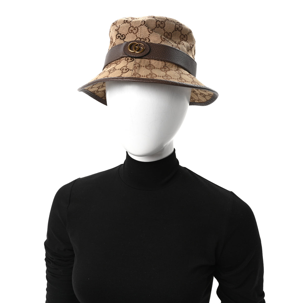 Monogram Textured Dollar Calfskin GG Jago Bucket Hat S Cacao Beige