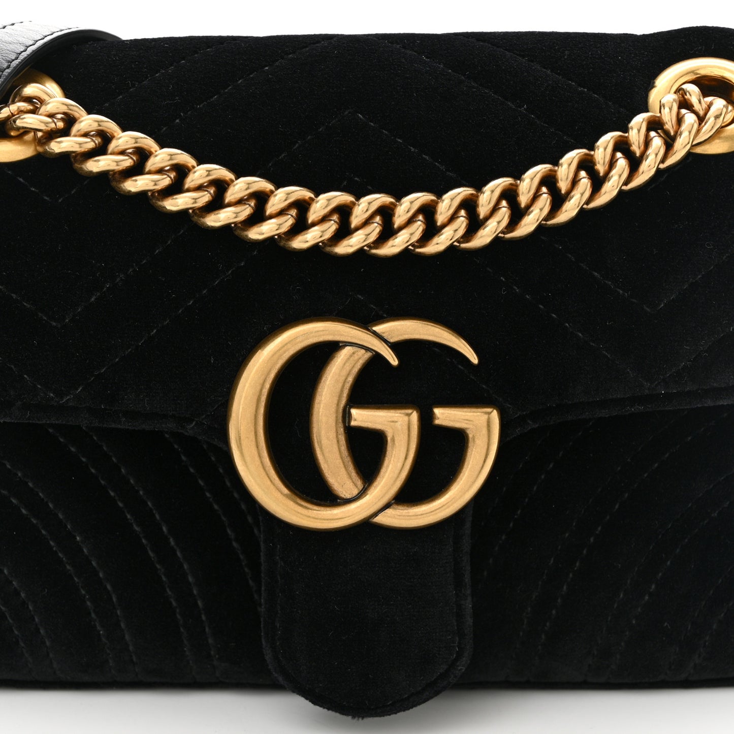 Velvet Matelasse Mini GG Marmont Shoulder Bag Black