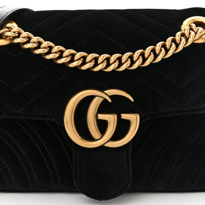 Gucci Velvet Matelasse Mini GG Marmont Shoulder Bag Black 8 of 11