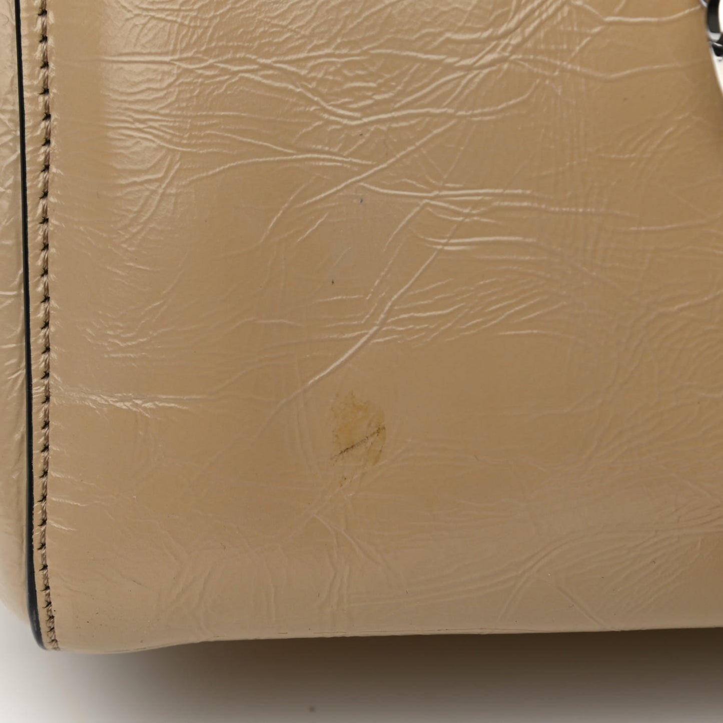Creased Patent Calfskin Medium ID Flap Beige