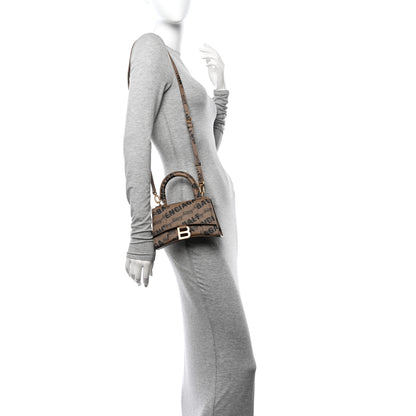 Balenciaga Coated Canvas BB Monogram Logo Print XS Hourglass Top Handle Bag Beige Brown Black 2 of 12