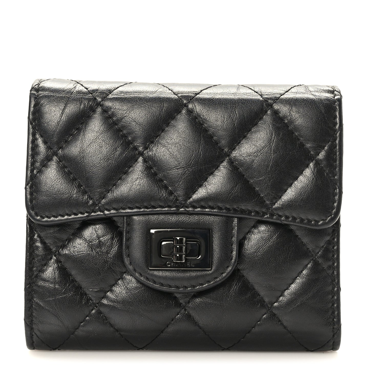 Aged Calfskin Quilted Reissue Compact Wallet So Black
