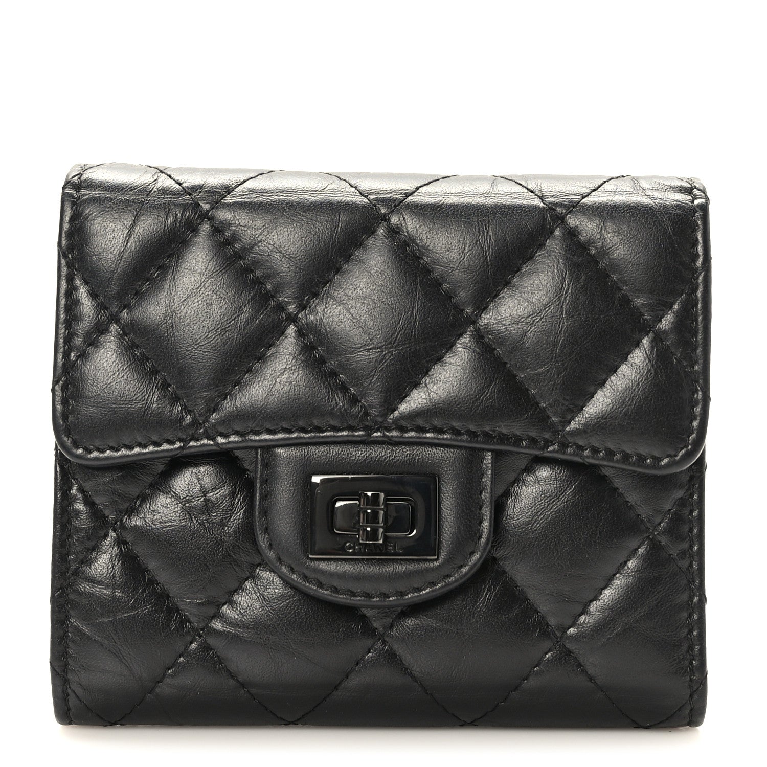 Chanel Aged Calfskin Quilted Reissue Compact Wallet So Black 1 of 8