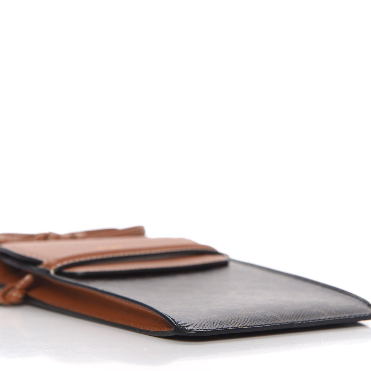 Triomphe Canvas Lambskin Phone Pouch With Flap Tan