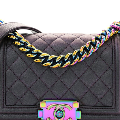 Chanel Iridescent Goatskin Quilted Small Boy Flap Purple 8 of 10