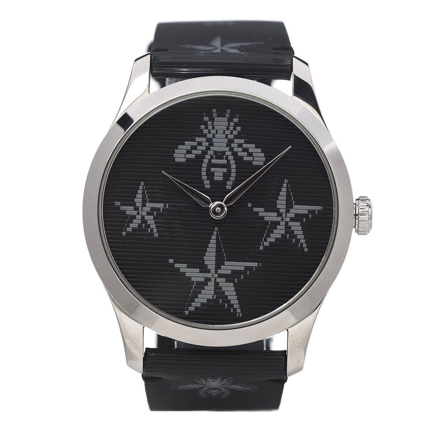Stainless Steel Calfskin 38mm G-Timeless Bee Star Hologram Quartz Watch Black