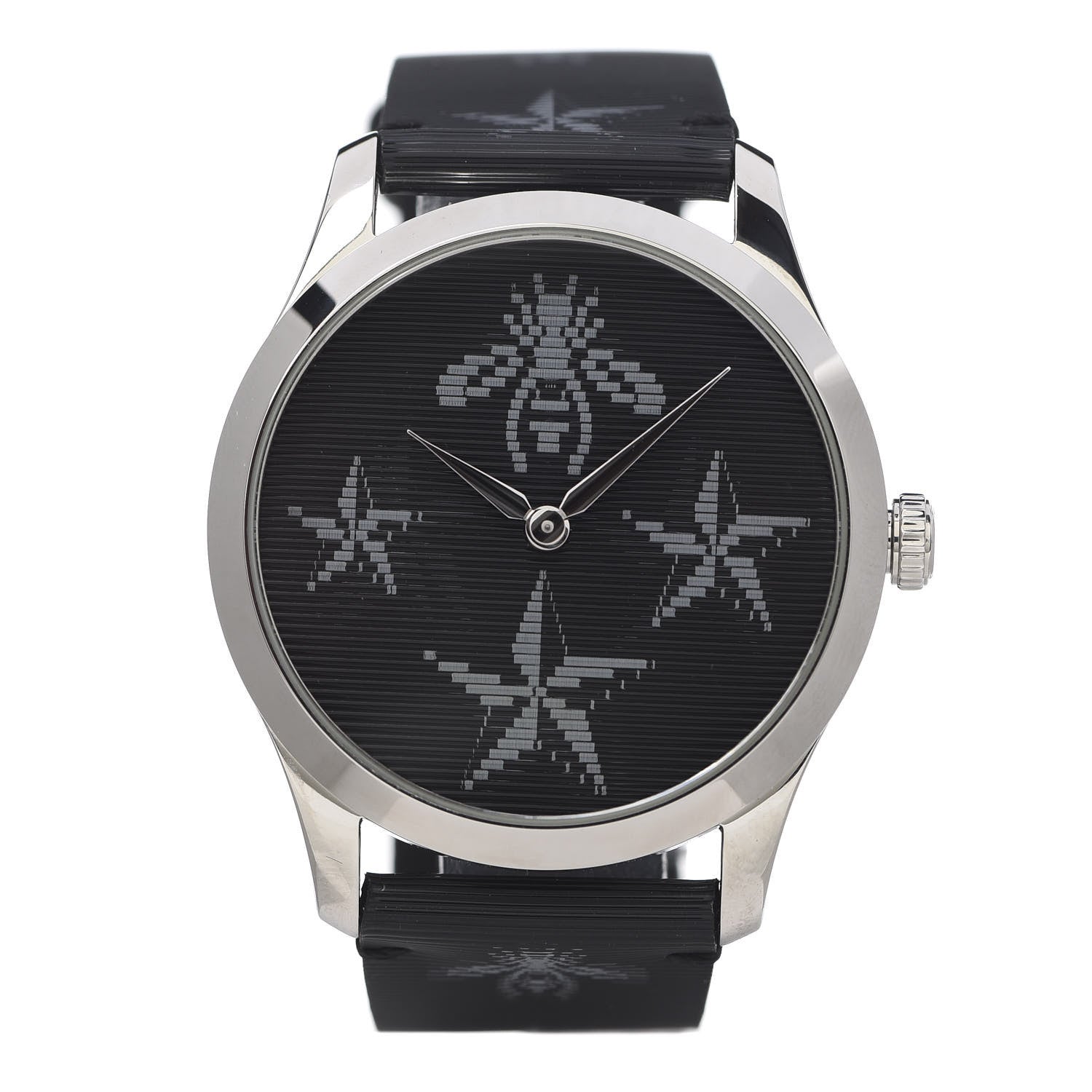 Gucci Stainless Steel Calfskin 38mm G-Timeless Bee Star Hologram Quartz Watch Black 1 of 6