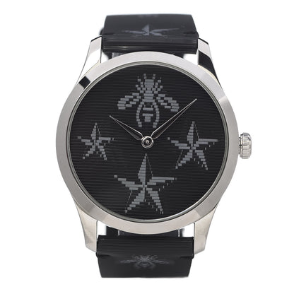 Gucci Stainless Steel Calfskin 38mm G-Timeless Bee Star Hologram Quartz Watch Black 1 of 6