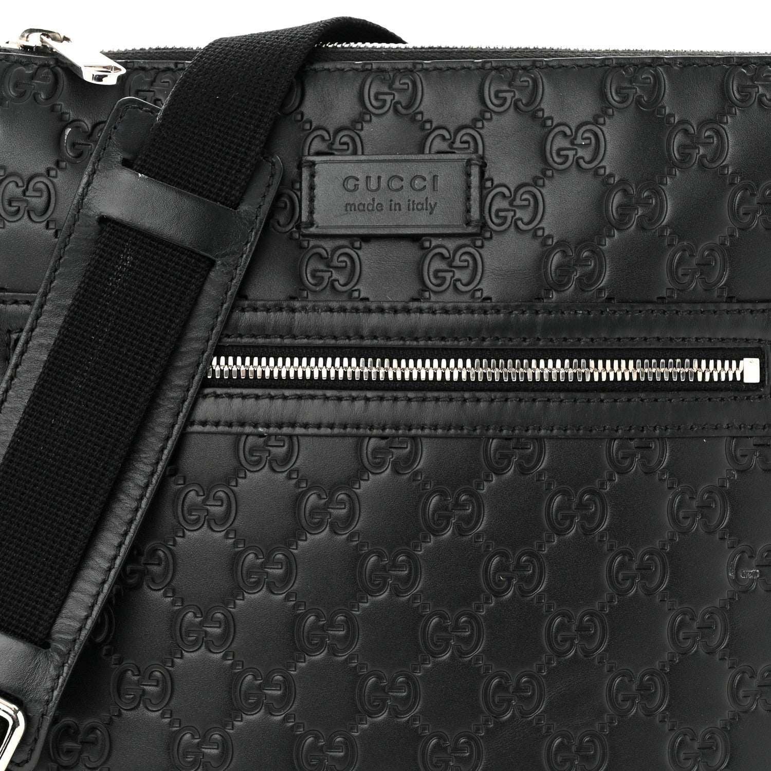 Gucci Guccissima Signature Small Messenger Bag Black 8 of 13