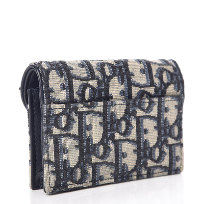 Christian Dior Oblique Saddle Card Holder Blue 3 of 8