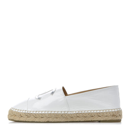 Chanel Distressed Patent CC Espadrilles 39 White Silver 1 of 12
