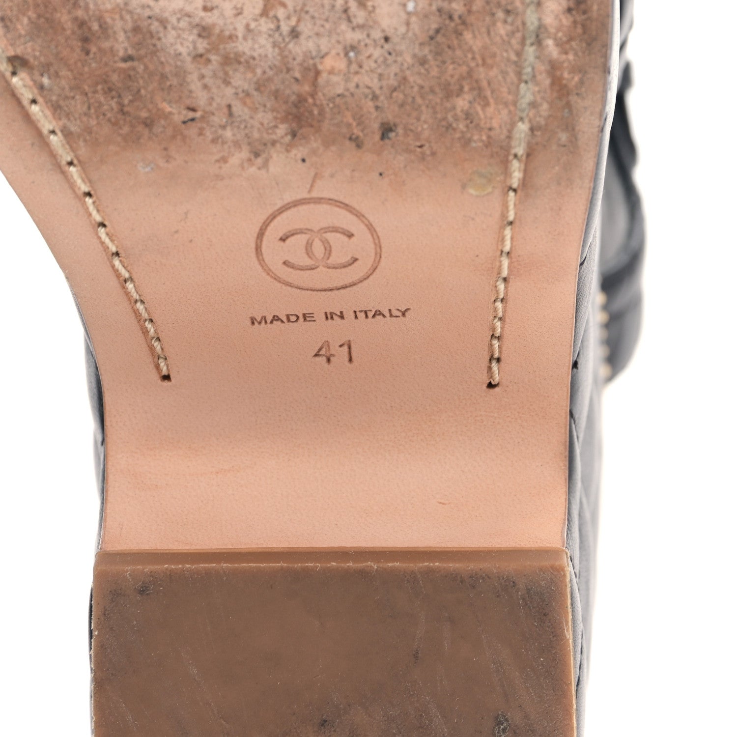Chanel Calfskin Quilted Chain Around Wedge Sandals 41 Black 6 of 8