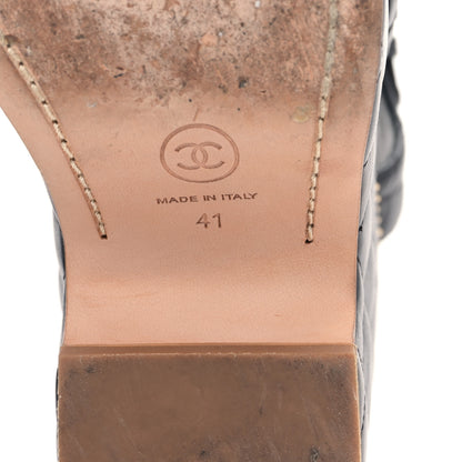 Chanel Calfskin Quilted Chain Around Wedge Sandals 41 Black 6 of 8