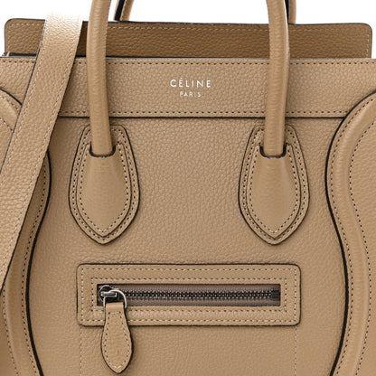 Celine Drummed Calfskin Nano Luggage Dune 8 of 13