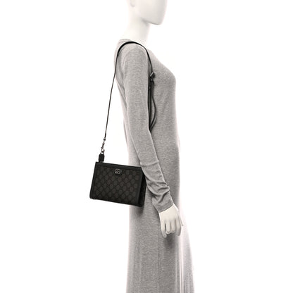 Gucci GG Supreme Monogram Textured Dollar Calfskin Web Small Ophidia Shoulder Bag  Grey Black Graphite Grey 2 of 10