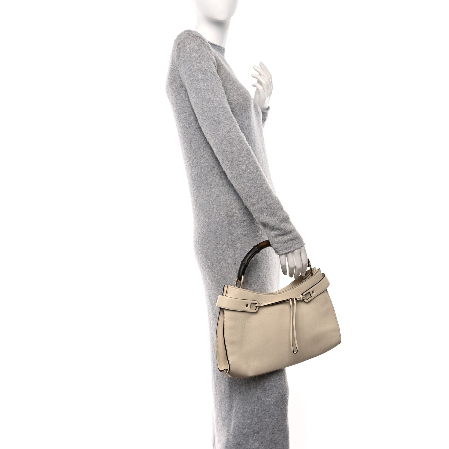 Gucci Calfskin Bamboo Top Handle Hobo Ivory 2 of 17