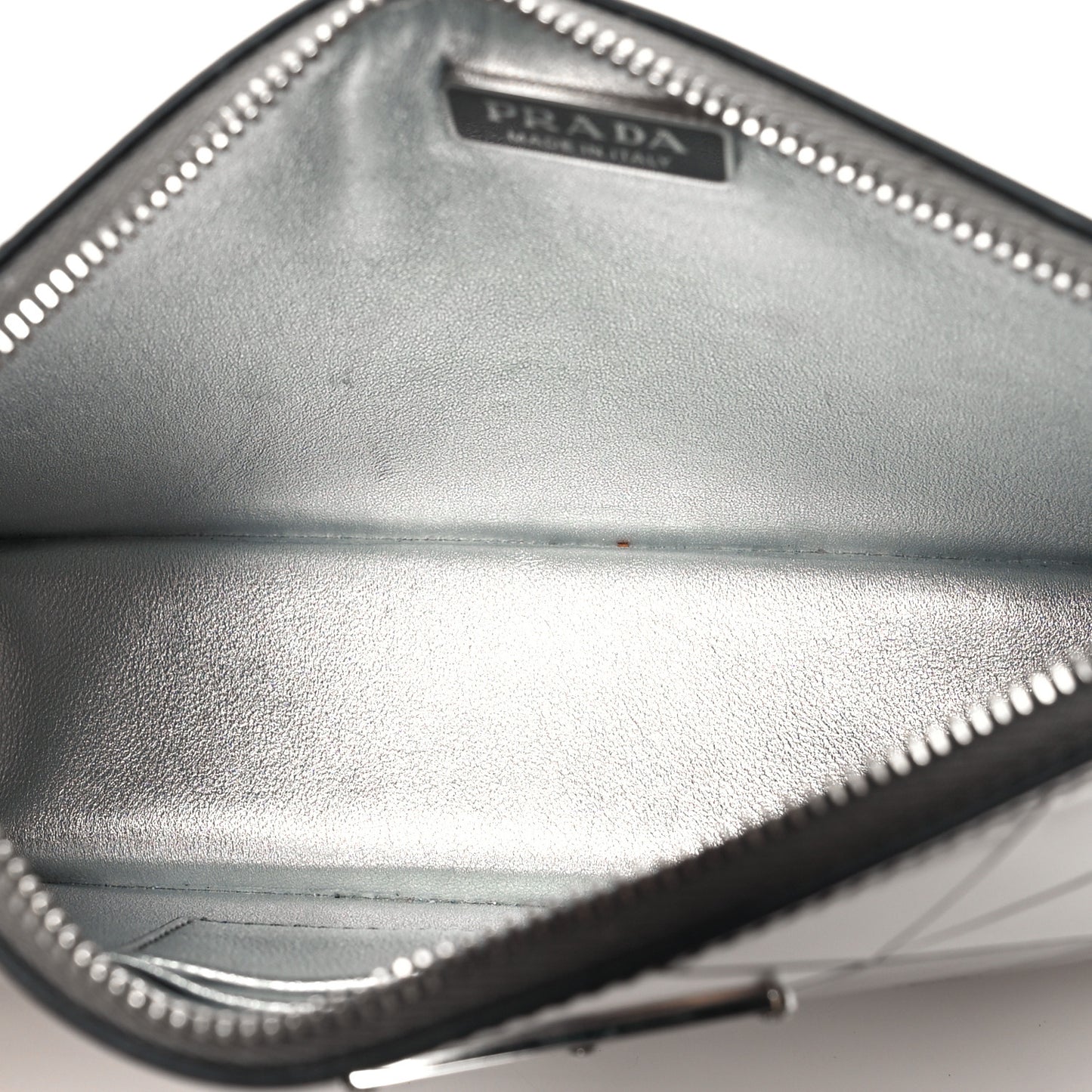 Spazzolato Metal Triangle Logo Triangle Patterned Mini Shoulder Bag Argento