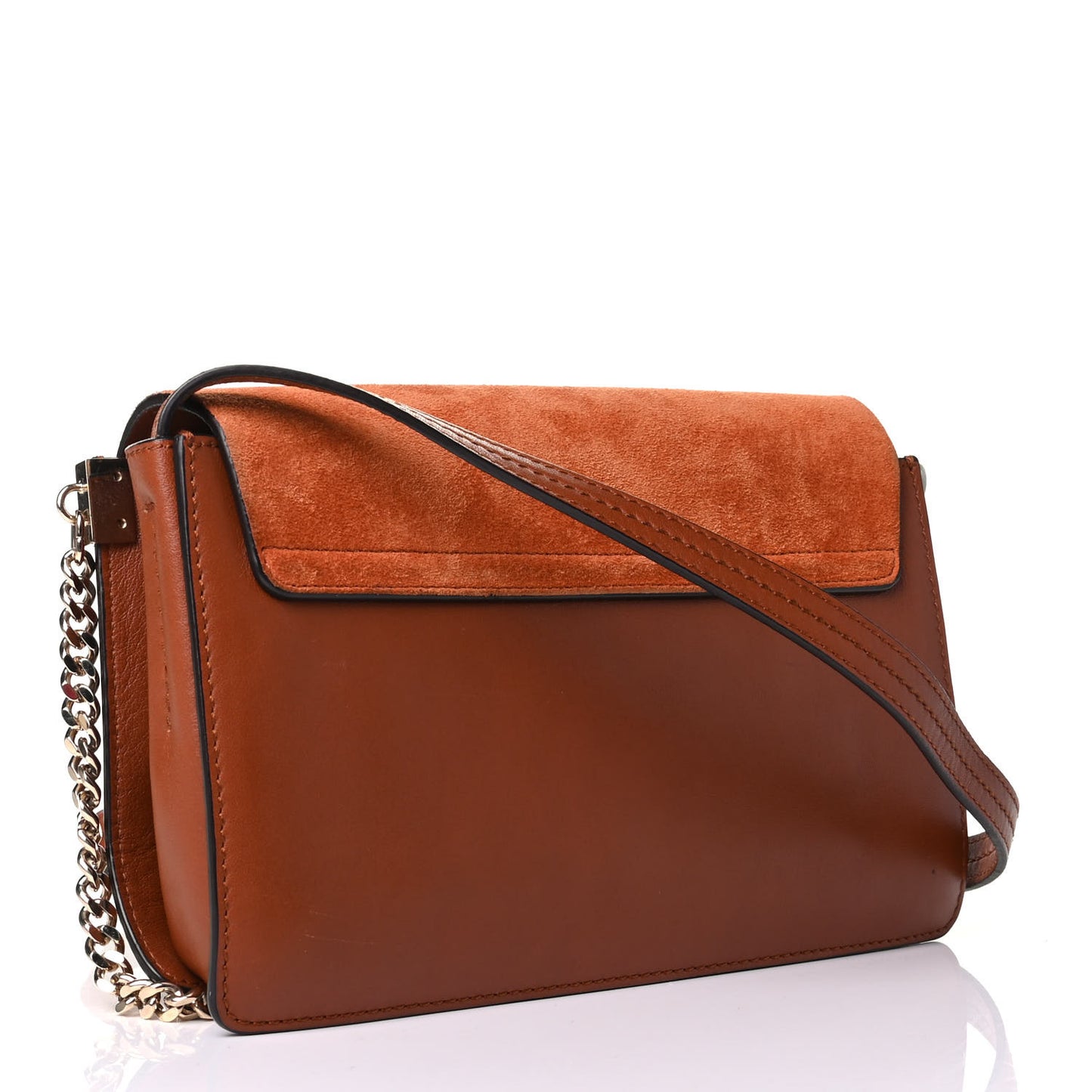 Suede Calfskin Small Faye Shoulder Bag Tobacco
