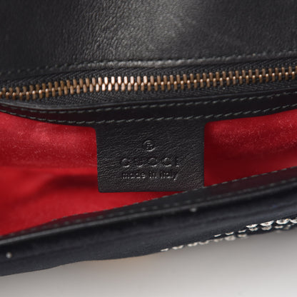 Gucci Velvet Matelasse Marquise Crystals Embroidered Small GG Marmont Shoulder Bag Black 6 of 10