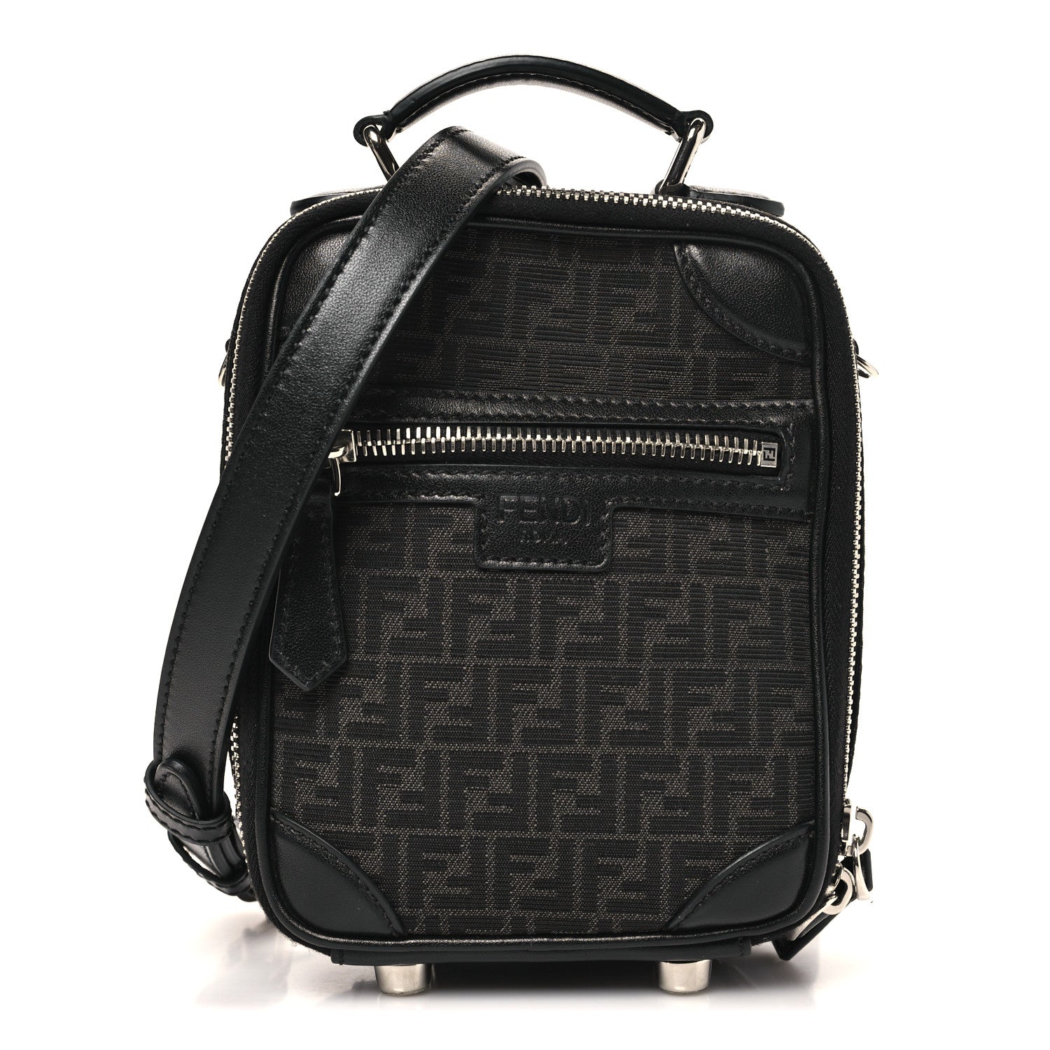 Fendi Recycled Fabric Jacquard Vitello Astro Micro FF Mini Trolley Bag Asfalto Black 1 of 9