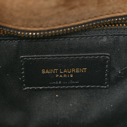 Saint Laurent Suede Calfskin Quilted Toy Loulou Puffer Monogram Chain Satchel Golden Leaf 6 of 11
