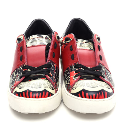 Valentino Garavani Calfskin Mime Rockstud Open Sneakers 39 Red White Black 5 of 11