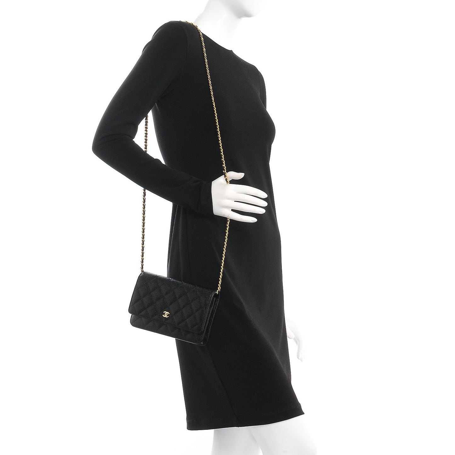 Caviar Quilted Wallet On Chain WOC Black