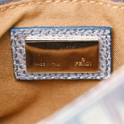 Fendi Zucca Vitello Lizard Embossed Mini Chef Shoulder Bag Celeste Multicolor Polvere 6 of 11