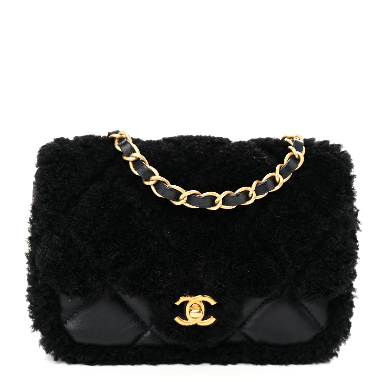 Chanel Shearling Lambskin Quilted Mini Furry Coco Flap Black 1 of 10