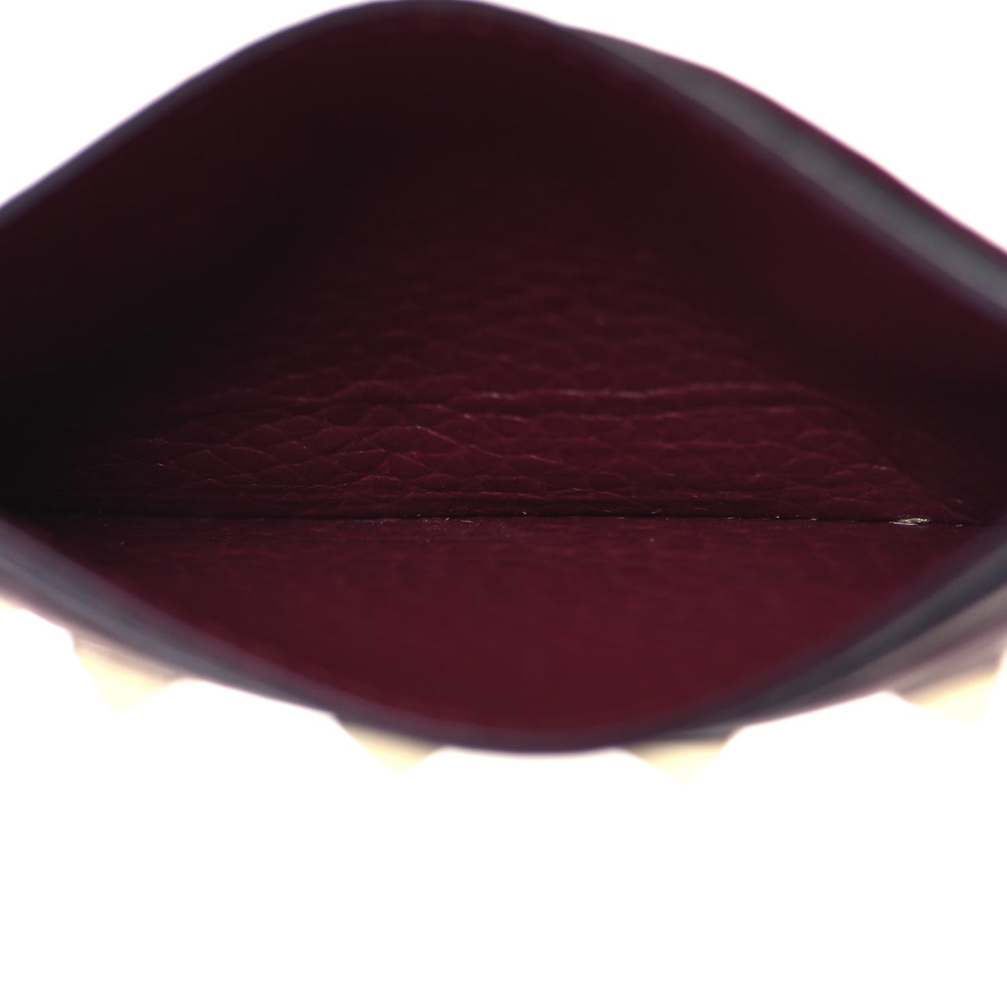 Pebbled Calfskin Rockstud Card Holder Cerise