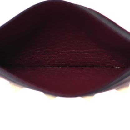 Valentino Garavani Pebbled Calfskin Rockstud Card Holder Cerise 5 of 5