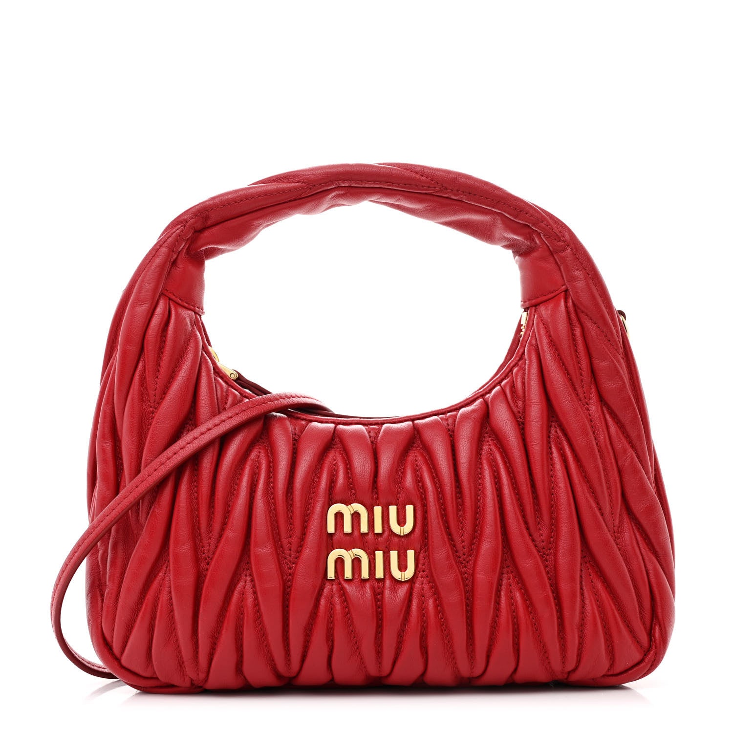 Miu Miu Nappa Matelasse Small Wander Hobo Rosso 1 of 10