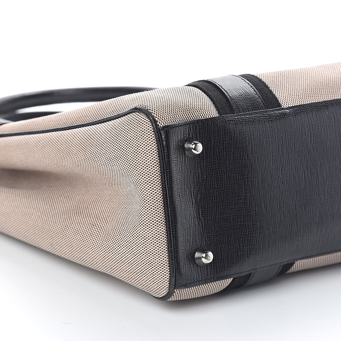 Canvas Calfskin Logo Tote Black