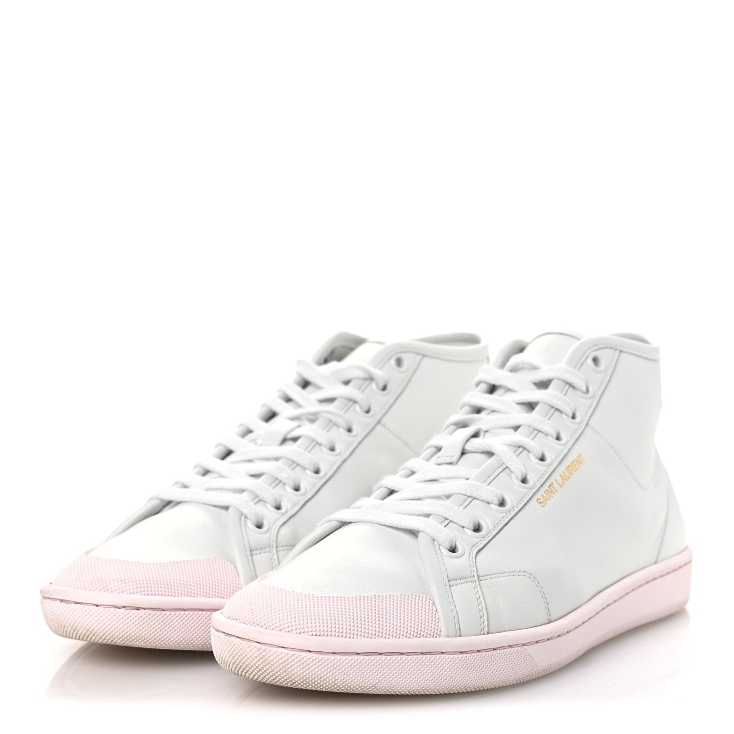Saint Laurent Calfskin Womens Court Classic SL/39 Mid Top Sneakers Blanc Bebe 39.5 Blanc Bebe Rose 4 of 14