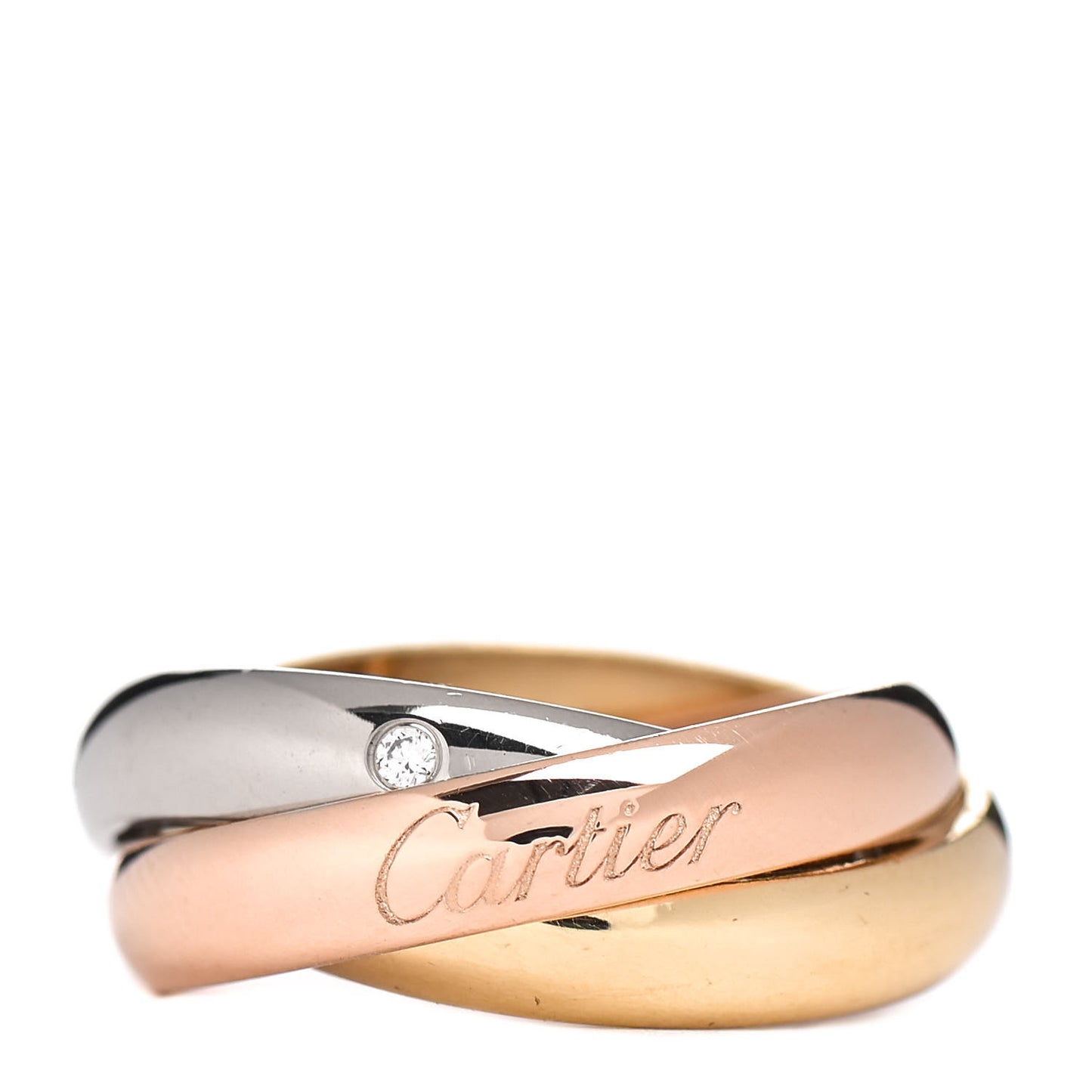 18K Pink Yellow White Gold Diamond Trinity Ring 47 4